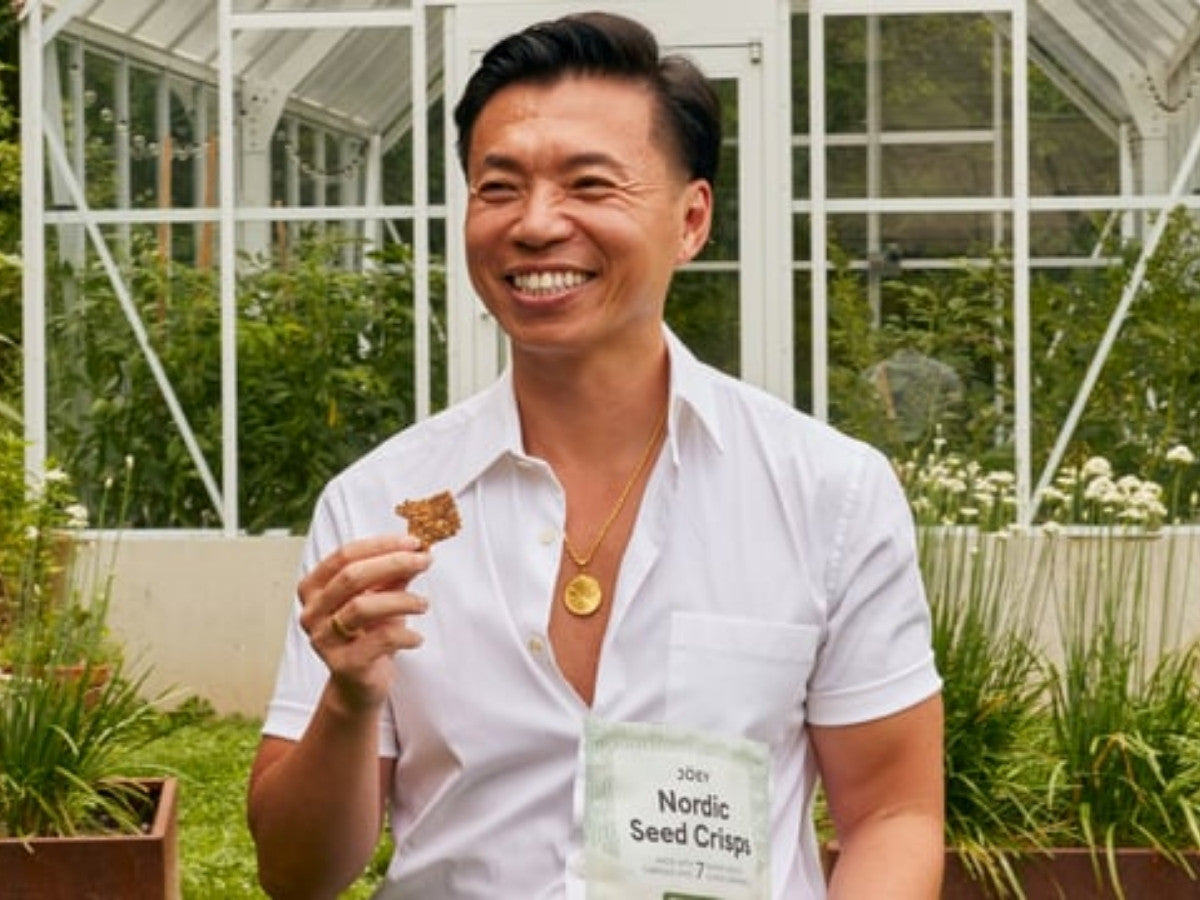 Joseph Chen, founder of Jöey Nordic Seed Crisps, featured in Canadian Grocer
